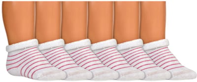 Baby sokken | Biologisch | Badstof | Kleur: Wit Roze | Patroon: Strepen | Maat: One Size | 6 paar