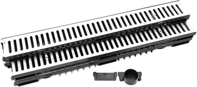 Afwateringsgoot set - Waterafvoer goot - Terras ontwatering - Lage inbouwhoogte - 5 meter set - Grijs