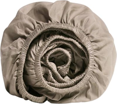 Yumeko hoeslaken katoensatijn warm taupe 140x200x30 - Bio, eco & fairtrade