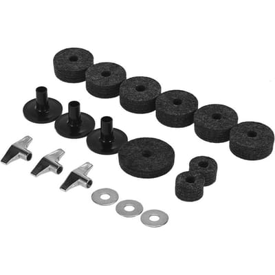 Pak van 18 stuks Drum Kit Accessoires Set Bekkenstandaard Vilt Hi-Hat Koppelingsvilt Hi Hat Cup Vilt Pack of 18 grijs