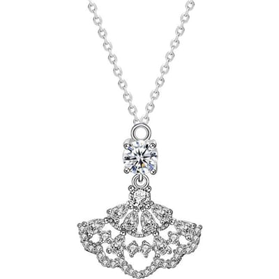 Kleine rokketting voor dames 925 sterling zilver volledige diamanten waaierhanger nisontwerpaccessoires sleutelbeenaccessoires white