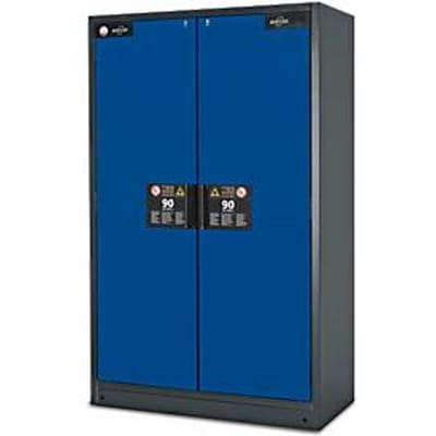 Asecos veiligheidskast type 90, B 1193 x D 615 x H 1953 mm, B 1193 x D 615 x H 1953 mm, 3 legborden, geïntegreerd beluchtingssysteem, gentiaanblauw