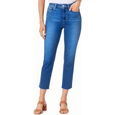 PAIGE Sarah Slim Crop Raw Hem Starcrossed Maat: W24 | Slim Jeans Outlet | Dames | Blauw