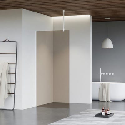 FugaFlow Eccelente Vetro inloopdouche - 110x200cm - rookglas - plafondarm - mat wit