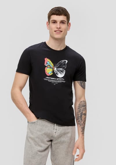 Qs Men-T-shirt--99D0 GREY/BLACK-Maat S