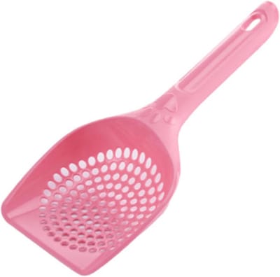 Kattenbak Schepje - Poep Schep - 25cm - Kleine Gaten - Roze