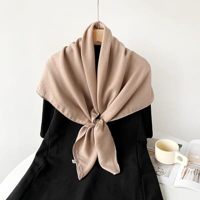 Écharpe d'été 90 cm en coton et lin de couleur unie, écharpe de plage pour femmes, châle écharpe polyvalente 90*90cm
