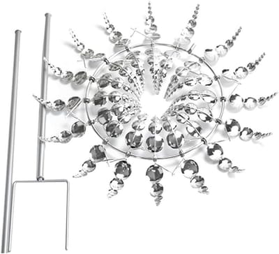 Windspinners voor Buiten - Tuindecoratie Windmolen - Tuin Decoreren - Roestbestendig Metaal - 30 Cm - Zilver