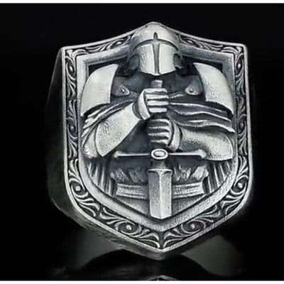 Exquise mode kruisvaarder ridder handgemaakte heren reliëf zegelring middeleeuwse ridder heren motorfiets ring souvenir cadeau Anillo 7