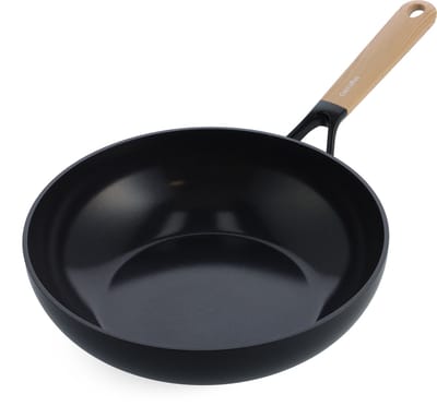 GreenPan Eco-Smartshape Wokpan 28cm - 3.7L - PFAS-vrije antikleeflaag - Wokpan inductie - Keramische pan - Ovenbestendig tot 140°C - Koudgrepen - Zonder deksel - Light wood