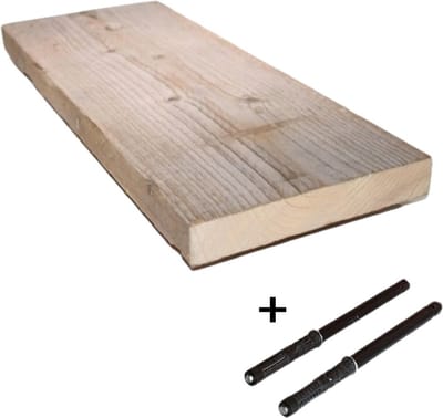 Wandplank 90 cm - Steigerhout - Robuuste Boekenplank met Blinde Bevestiging