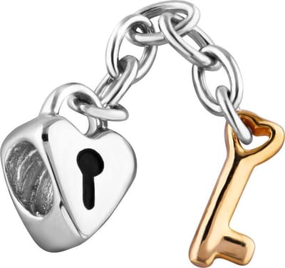 Quiges - 925 - Zilveren - Bedels -Sterling zilver - Beads - Sleutel met Hart Kraal Charm - Geschikt – voor - alle bekende merken - Armband Z246
