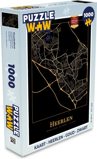 Puzzel Kaart - Heerlen - Goud - Zwart - Legpuzzel - Puzzel 1000 stukjes volwassenen