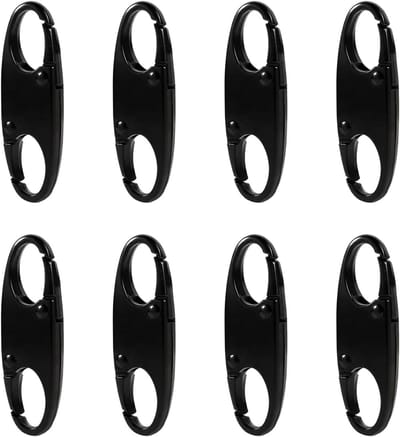 8-delige reisaccessoires set met diefstalbeveiliging, mini karabijnhaak en dubbele beveiligingsclips voor veilig kamperen en wandelen