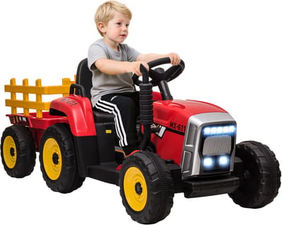 HOMCOM Elektrische Rijauto voor Kinderen in Bouwstijl Kunststof, Metaal 136,5L x 50B x 52,5H cm Rood