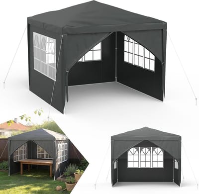 Tuinpaviljoen - Feesttent - Feestelijke Bijeenkomsten - Inclusief Zijwanden - 3 x 3 Meter - Donkergrijs