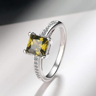 POMOiii Vier Prong Vierkante Zirkoon Ring Sieraden Bruiloft Cadeau 10