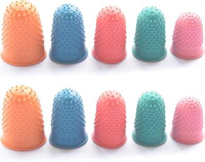 Pack van 10 Rubber Thimbles - Silicone Finger Protection voor Moneys - Writing - Sorting - Sports Games - Herbruikbare Finger Pads in 5 Maten en Kleuren