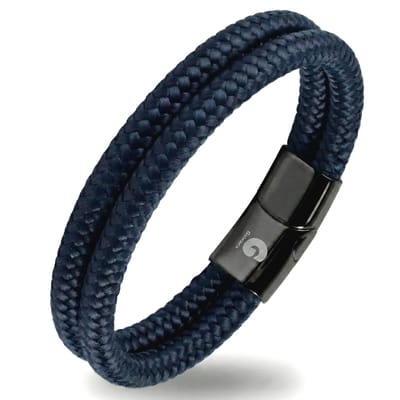 Armband Heren Blauw Zwart Dames en Heren 19,5cm Galeara Design NOA met geschenkverpakking