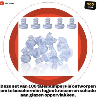 Dailygoods- Tafelbumpers 100 stuks - Rubber/Grijpers - Afstandhouders - Voor Glazen Blad - Veiligheidswaarschuwing - Zacht PVC-Materiaal - Glazen Tafelbescherming