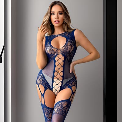 Sexy Bodystocking met Open Design - Donkerblauw - Erotische Lingerie - One Size S-L (36-40) | LS207