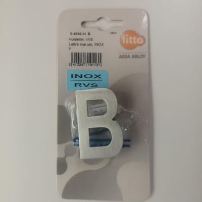 Huisnummer Nummer Inox RVS Letter B Litto Assa Abloy 50mm Onzichtbare Bevestiging