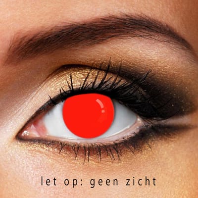 Partylens® rode kleurlenzen - Red Block Blind - zachte jaarlenzen met lenshouder - Halloween - Cosplay
