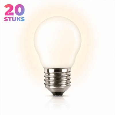 20x Kogel Gloeilamp E27 - 25W - Warm Wit Licht (2700K) - 215 lm - 1 jaar - Dimbaar