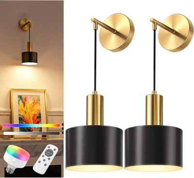 Set van 2 Draadloze Wandlampen op Batterij | Oplaadbaar & Dimbaar | Inclusief Afstandsbediening | 9 Kleuren