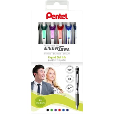 Gelschrijver Pentel BL77 Energel medium assorti 6 stuks