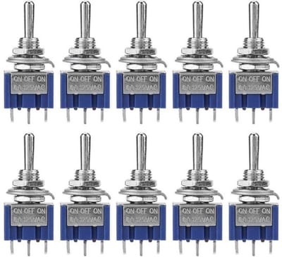Dailygoody - Mini Rocker Switch - Spdt 3-Position - 6A 125V Ac - 10