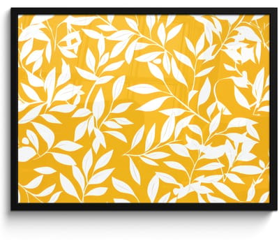 Poster in lijst - Fotolijst 70x50 cm - Posters - Bladeren - Takken - Geel - Posterlijst zwart - Decoratie - Wanddecoratie woonkamer - Muurdecoratie slaapkamer