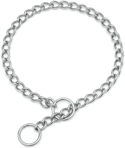 Roestvrijstalen martingale kettinghalsband Maat S Zilver – Zware trainings slip halsband voor kleine, middelgrote en grote honden