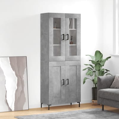 vidaXL - Hoge - kast - 69,5x34x180 - cm - bewerkt - hout - betongrijs