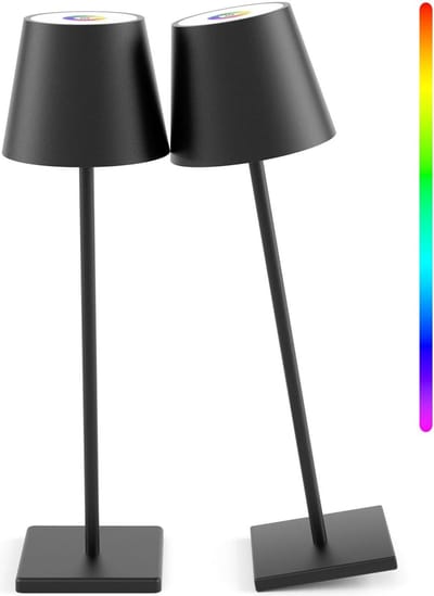 2 stuks - Oplaadbare Tafellamp - Dimbaar - Aluminium - Bureaulamp - Waterdicht - 38CM - Zwart - RGB