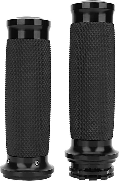 Universele Motorfiets Handvatten, 1 Paar 25 mm Aluminium + Rubber Antislip Handvat Covers voor Comfort en Grip (Zwart)