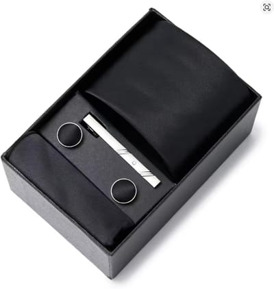 Actie4you® - Luxe Stropdas - Stropdas Set met Manchetknopen en Pochet en Dasspeld – Met Geschenkdoos – 4 Delig – Stropdas Set – Zwart