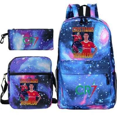 C Ronaldo schooltas + kleine schoudertas + etui drie-delige rugzak School bag 3-piece set