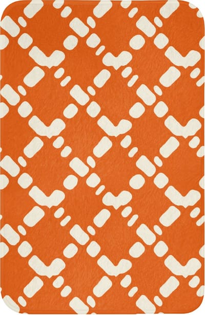 WC mat 40x60 cm - Antislip - Oranje - Ruitpatroon - Wit - Toiletmat - Vloermat - Douchemat - Toilet tapijt - Toiletmatten