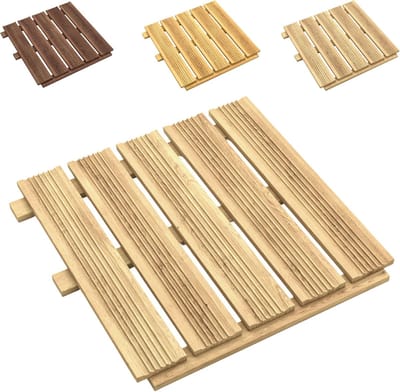 Houten terrastegels - Balkonvloer tuintegels - Buiten vloeren - Gefreesd oppervlak - 50x50 cm - Natuurlijk