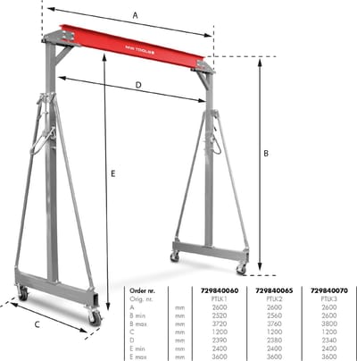 Portaalkraan 2T + kettingtakel en trolley 2000 kg MW Tools PTLK2-SET2000