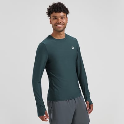 Rogelli Essential Heren Hardloopshirt - Lange Mouw - Duimgat - Blauw