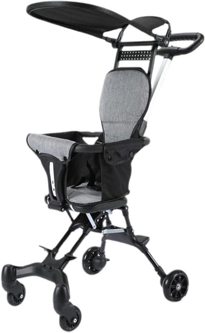 Reisbuggy - Compacte kinderwagen - Veilig op pad - Tweerichtingsstoel - 50 x 44 x 18 cm - Zwart