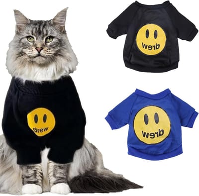Winterse Kleding voor Katten - 2 Stuks Warme Kattenoutfit, Fleece Onesie en Hoodie, Zachte Pyjama voor Huisdieren