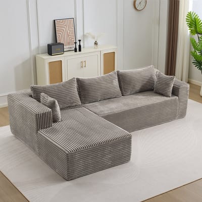 Hoekbank L-vormige modulaire slaapbank - Grijs - Zacht zitcomfort - Geen montage