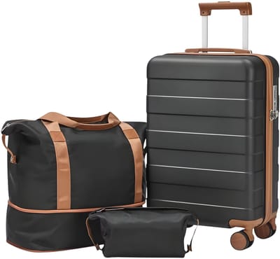 Handbagageset – Voor reizen en vakantie – Lichtgewicht, duurzame reiskoffer met TSA-slot en spinnerwielen (ca. 51 cm) – Zwart