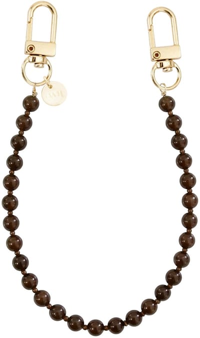 xoxo Wildhearts telefoonkoord - Brown Sugar (kort koord) - Geschikt voor iPhone - Geschikt voor Samsung - Universeel - Phone cord - Telefoonketting - Kralenketting met gouden details - Koord voor telefoon - Bruin