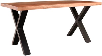 Eettafel rechthoek mangohout Xavier 160cm duurzaam tafel met X-poot mango eetkamertafel rechthoekig hout