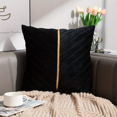 1 stuk, Gouden Fluweel Embossed Vierkant Kussensloop - Zacht En Luxe Kussen voor Huis, Slaapkamer, Auto en Woonkamer Decoratie 45x45cm
