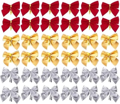 Allecta - Kerststrikken 36 stuks Zilver Rood Goud - Kerstdecoratie Ornamenten voor Kerstkransen en Boom - Feestelijke Boog Decoraties